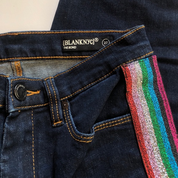 ❤️Like NEW BLANKNYC RAINBOW SIDE STRIPE DARKWASH - Picture 3 of 8